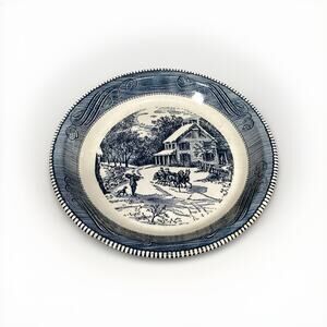 Royal China By Jeanette Blue Currier & Ives "Snowy Morning" 10" Pie Plate